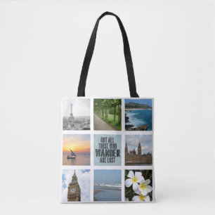 Travel   8 Photo Collage Personalized Tote Bag