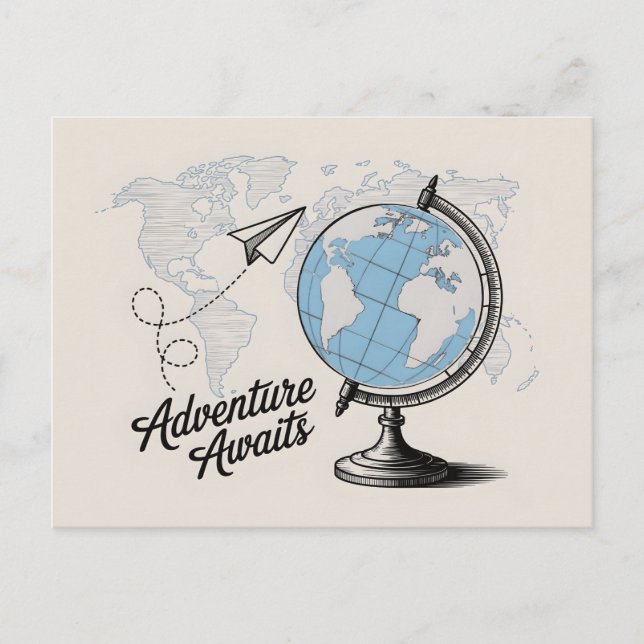 Travel Adventure Awaits Postcard (Front)