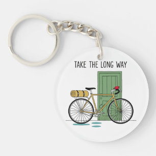 Travel Adventure Line Art – Take the Long Way Keychain