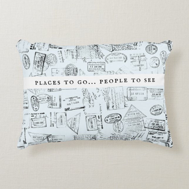 Travel Adventure Lovers Personalized Passport Accent Pillow (Front)