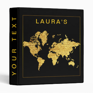 Travel Adventure World Map Gold Faux Binder