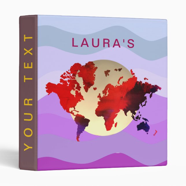 Travel Adventure World Map Watercolor landscape Binder (Front/Spine)