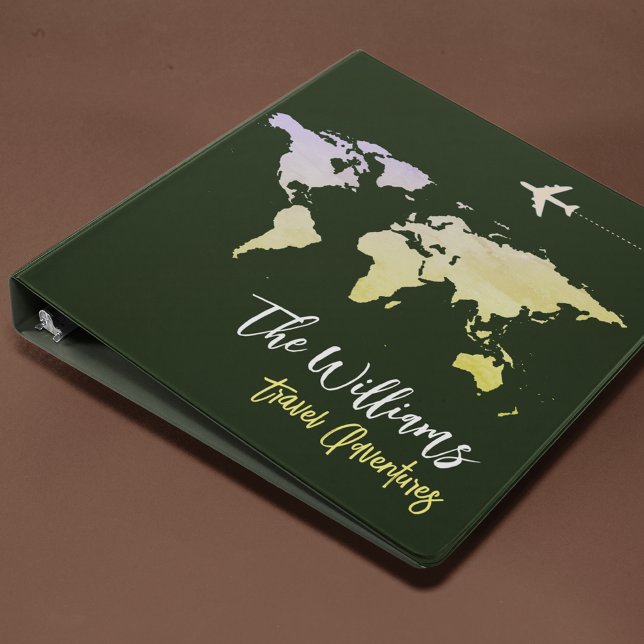 Travel Adventures dark-green 3 ring binder (world travels)