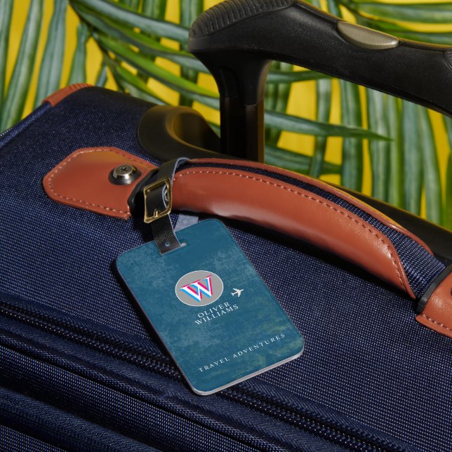 Travel Adventures Initial W (editable)  Luggage Tag (Front Insitu 1)
