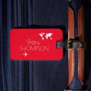 Travel Adventures Personalized Elegant Red Luggage Tag