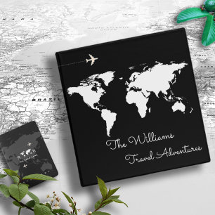 Travel adventures / world map black custom binder