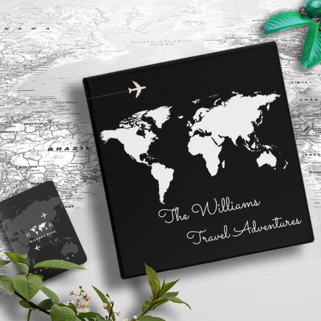 Travel adventures / world map black custom binder (Creator Uploaded)