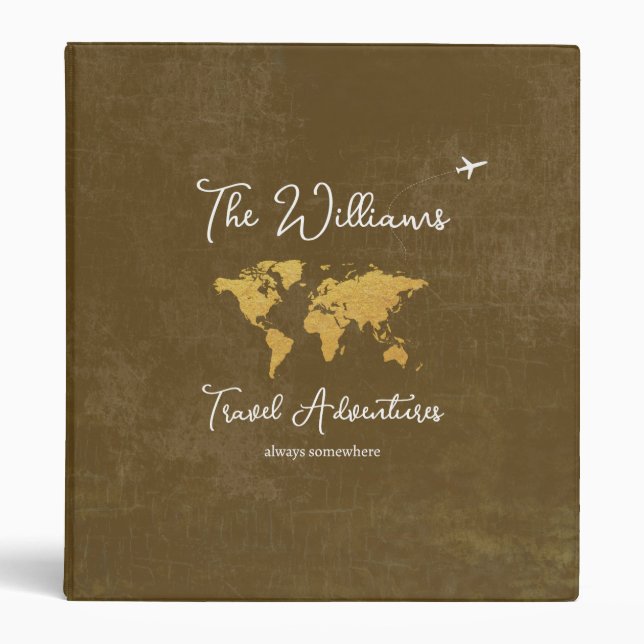 Travel Adventures World Map brown 3 ring binder (Front)