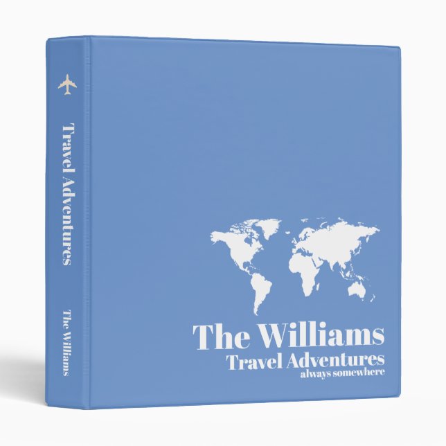 Travel Adventures WorldWide Modern cornflower-blue Binder (Front/Spine)