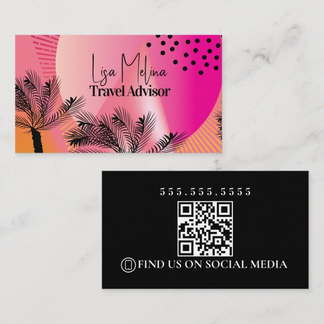 Travel Advisor Agent Services Logo QR Code Business Card (Front/Back)