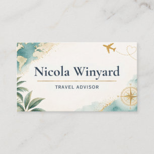 Travel Advisor World Map Elegant Design Business Card