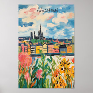 Travel Aesthetic Painting City Aachen Germany Poster