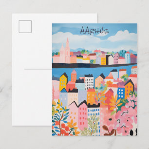 Travel Aesthetic Painting City Aarhus Danmark Postcard