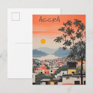 Travel Aesthetic Painting City Accra Ghana Postcard