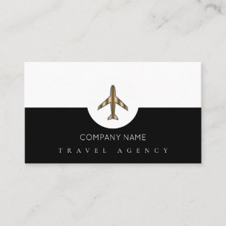 Travel Agency+Airplane Black and white Business Card