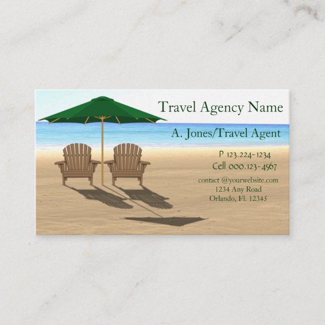 Travel Agency Beach Business Card (Front)