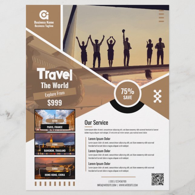 Travel Agency Flyer Brown Template (Front)