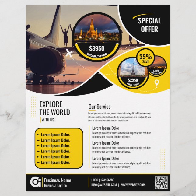 Travel Agency Flyer Yellow Template (Front)