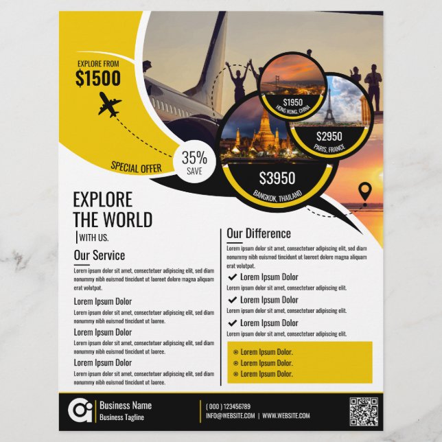 Travel Agency Flyer Yellow Template (Front)