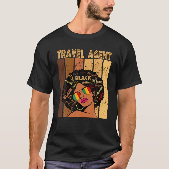 Travel Agent Afro African American Women Black His T-Shirt (Front)