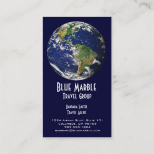 Travel Agent & Agency_blue marble_global Business Card