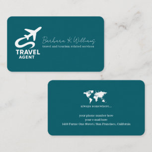 Travel Agent / airplane on ocean-blue Business Card