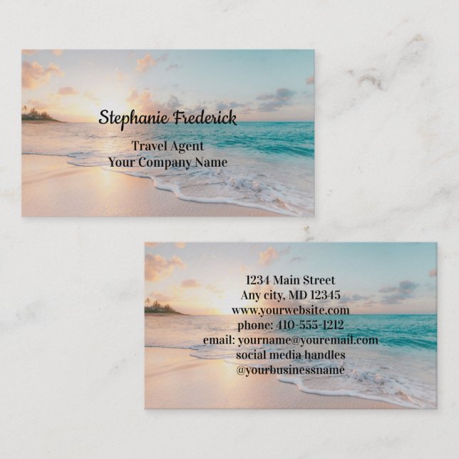 Travel Agent Beach Ocean Business Card (Front/Back)