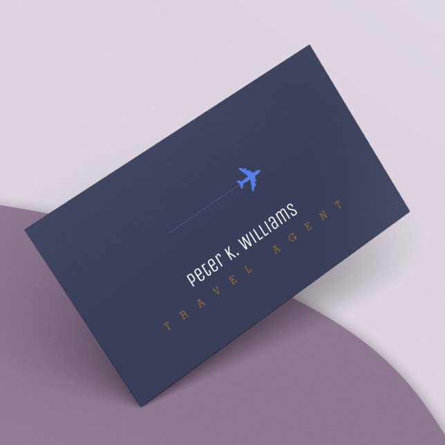travel agent blue business card with an airplane (Creator Uploaded)
