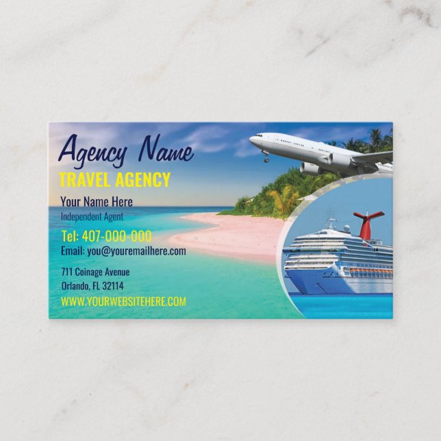 Travel Agent Business Card Template (Front)