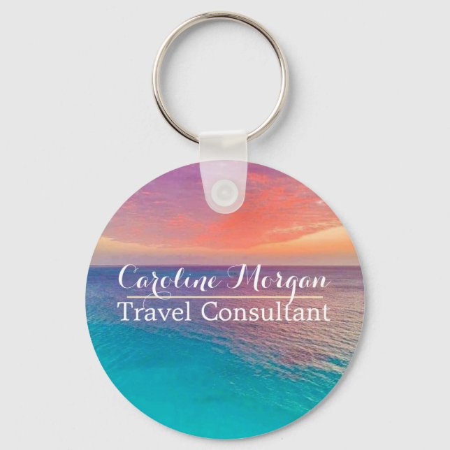 Travel Agent Consultant Beach Scene  Keychain (Front)