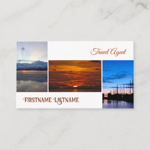 Travel agent dramatic sky ocean beach sunset business card