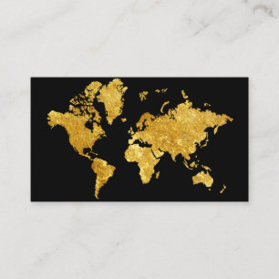 Travel Agent Faux Gold World Map Destination Business Card