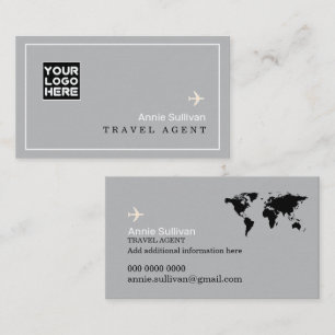 Travel Agent Logo map of world Business Card