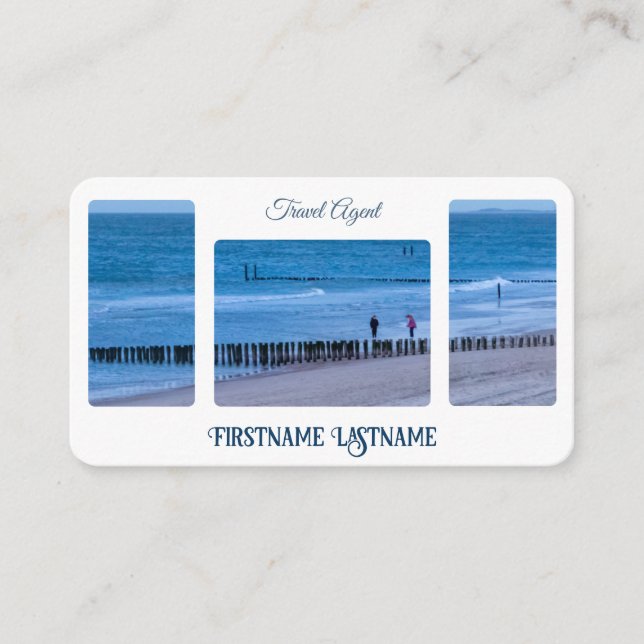 Travel agent ocean breakers beach coast QR-Code Business Card (Front)