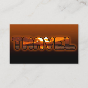 Travel agent ocean sunset dark orange beach business card