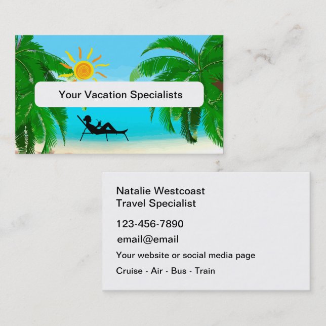 Travel Agent Specialist Business Cards (Front/Back)