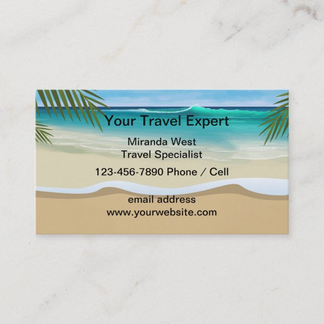 Travel Agent Specialist Tropical Business Card (Front)