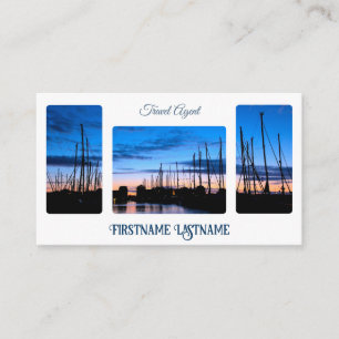 Travel agent sunset sky at ocean beach QR-Code Business Card