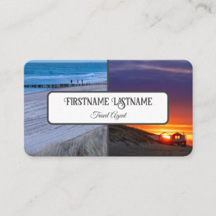 Travel agent sunset sky ocean beach photos QR-Code Business Card