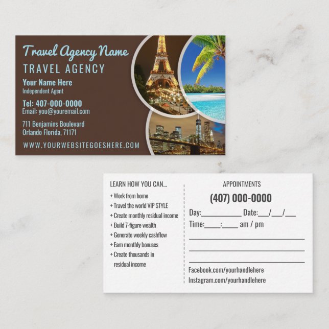 Travel Agent Template Business Card (Front/Back)