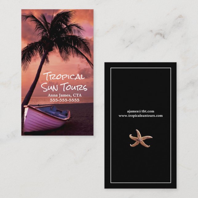 Travel Agent - Tropical Vacations Business Card (Front/Back)