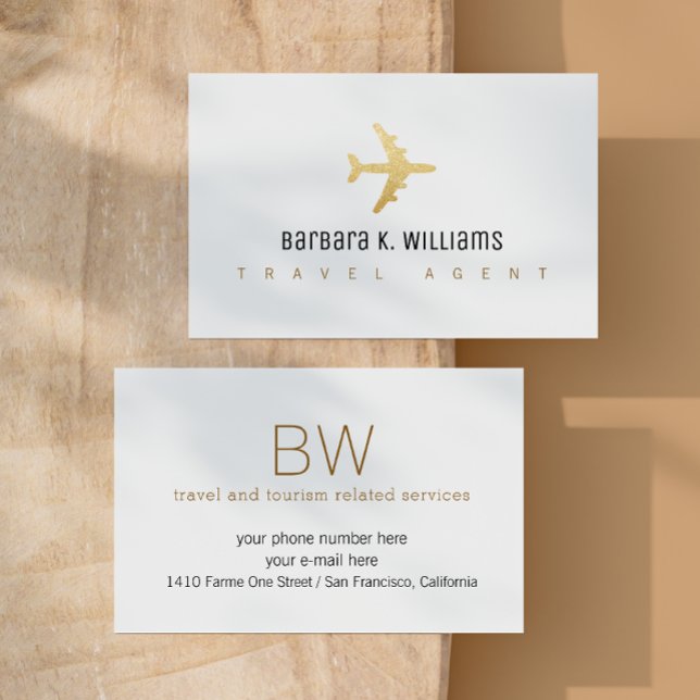 Travel Agent White Business Card with an Airplane (Creator Uploaded)