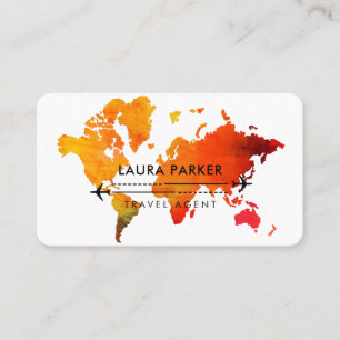 Travel Agent World Map Vacation Services Paint Business Card