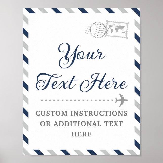 Travel Airline Airplane Baby Bridal Shower Wedding Poster (Front)
