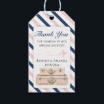 Travel Airline Wedding Engagement Favour Luggage Gift Tags<br><div class="desc">Travel wedding luggage gift tags customizable with the names of the bride and groom and the wedding date. These favour tags will add a beautiful chic touch to airline travel theme. Matching invitations,  signs,  decorations and more can be found in our Navy and Blush Pink Travel Collection.</div>