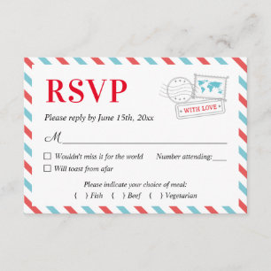 Travel Airplane Airline Wedding RSVP Card Postcard