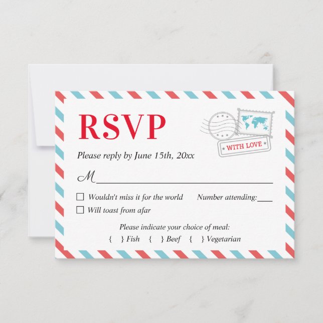 Travel Airplane Airline Wedding RSVP Card Postcard (Front)