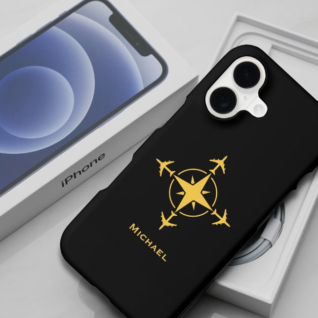 Travel Airplane Compass Gold Simple Modern Custom (Créateur téléchargé)