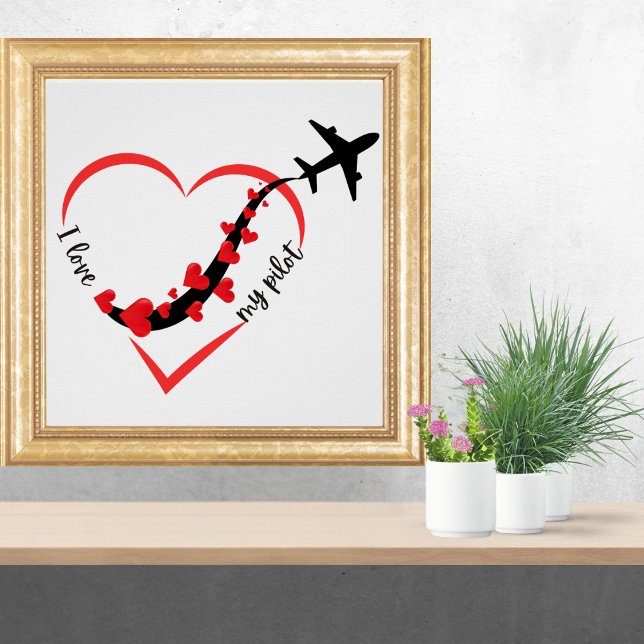 Travel Airplane Heart I Love My Pilot Minimalist Poster (Creator Uploaded)