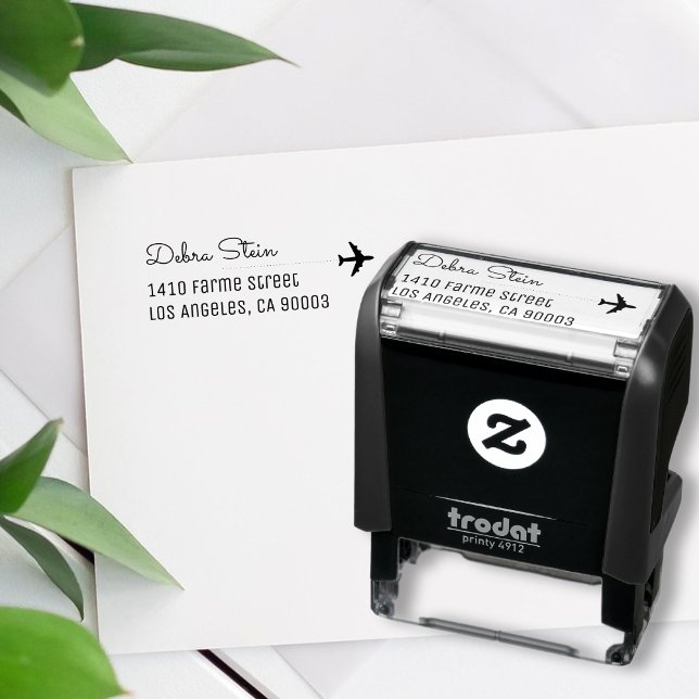 Travel Airplane & name, simple & clear Self-inking Stamp (Creator Uploaded)